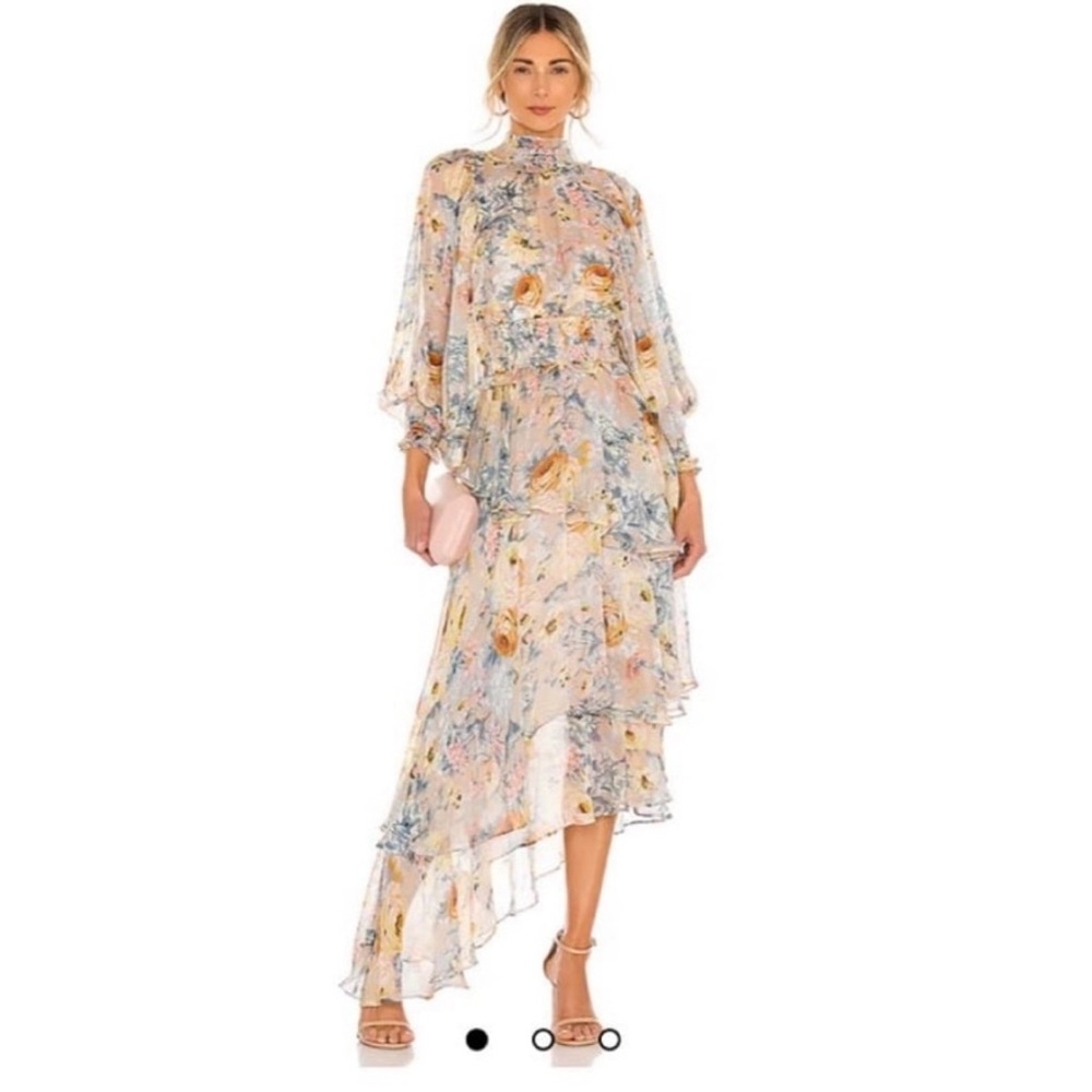ELLIATT Astrid Dress floral chiffon high neck ruffle maxi dress